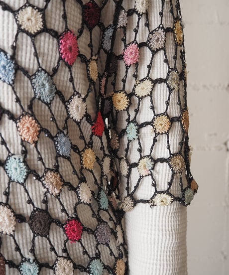 Colorful  Crochet Short Sleeve Cardigan BK