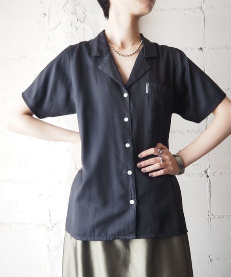 Woodpecker Open Collar  Shortsleeve Shirt BK