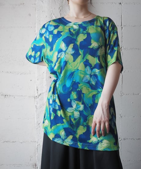 Flower Pattern S/S Spandex Tee BLLGN