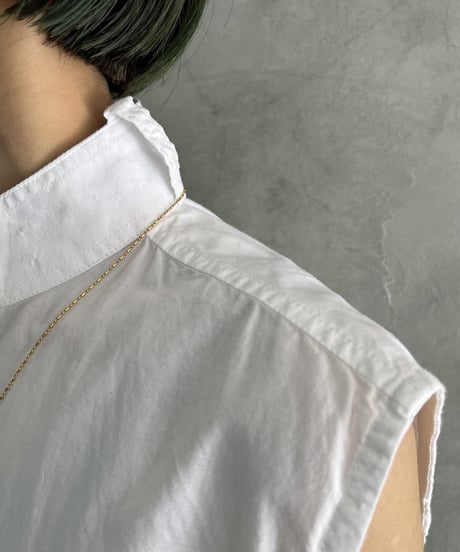 Back Mesh Design Band Collar Blouse WH