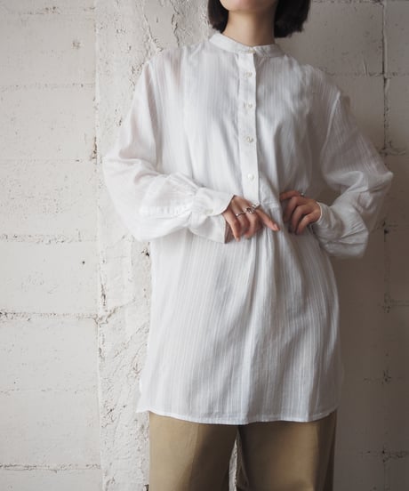 LAUREN Striped Sheer L/S Shirt WH