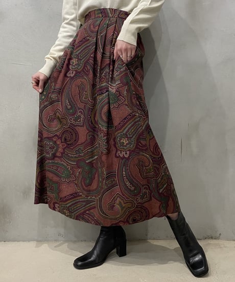Paisley Pattern Flared Skirt