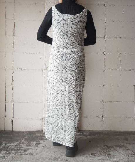 Opal Velour Arabesque Pattern Sleeveless Dress LGR