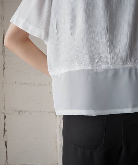 Waist Embroidery Open Collar Shirt WH