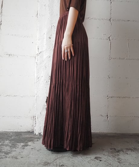 Tiered Pleated Long Skirt BR