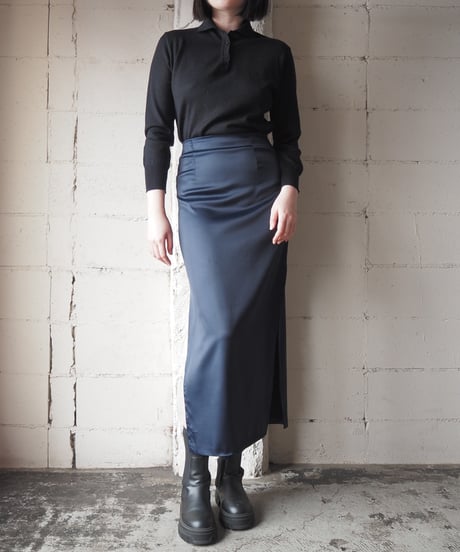 1990's Deep Slit Satin Tight Skirt NV