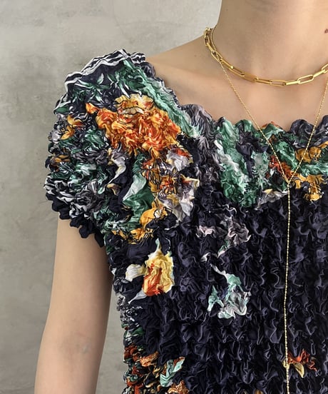 Pattern Popcorn Short Sleeve Tops NV