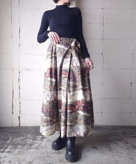 Horse Riding Pattern Belted Skirt IVKA