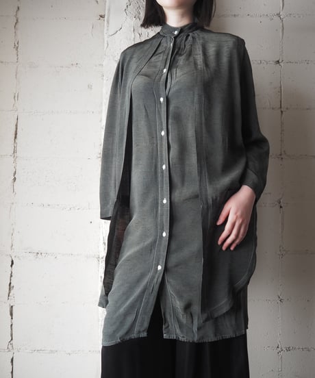 Layered Design Piece Dyeing Shirt Dress GR