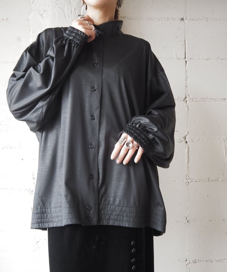 Gather Cuffs Volume sleeve Shirt BK