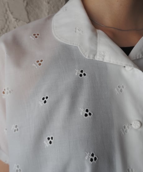1970's Euro Cutwork French Sleeve Shirt WH