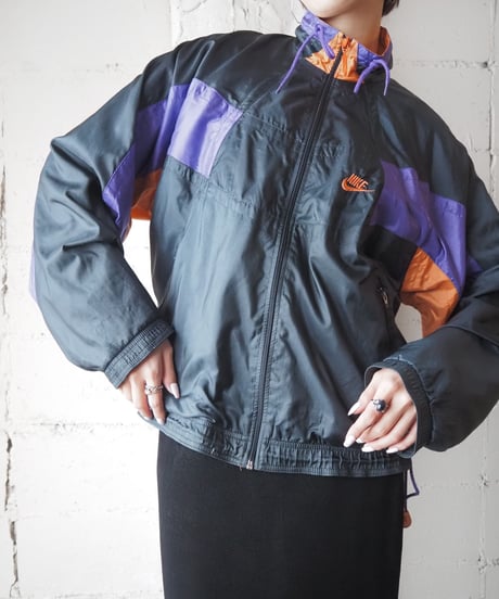 〜1990's NIKE Tricolor Nylon Jacket BKPUROR