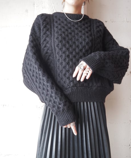 Cropped Fisherman Piece Dyeing Knit BK