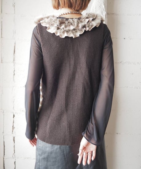 Fur × Knit Design Vest BEBR