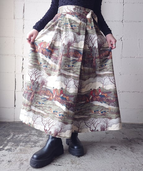 Horse Riding Pattern Belted Skirt IVKA