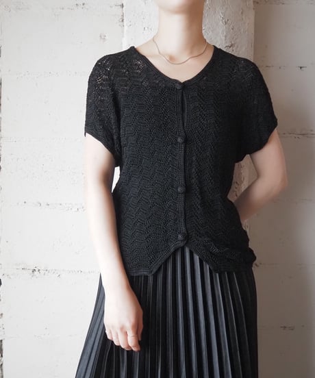 Short Sleeve Crochet Cardigan BK