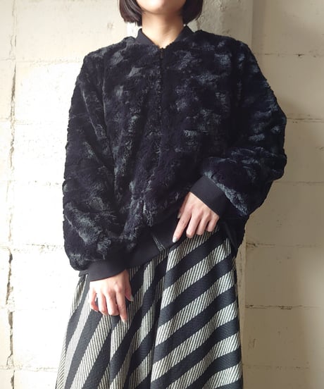 Fake Fur Zip Up Blouson BK