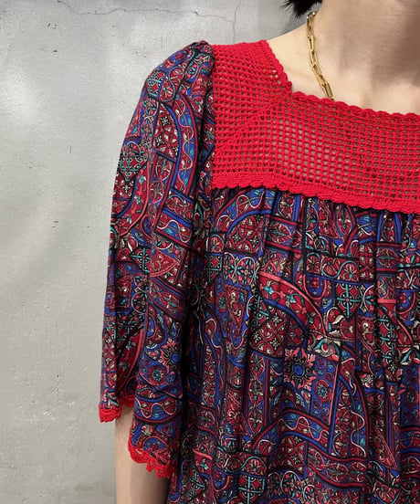 Pattern Square Neck Lace Dress REBL