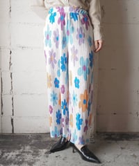Flower Print Pleated Wide Pants WHBLOR
