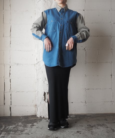 carhaat Denim×Cotton Twill B.D. Shirt BLBE