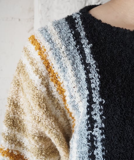 Dolman Sleeve Stripe Knit BKWHYE