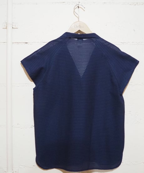 Stripe Open Collar Sheer Blouse NV