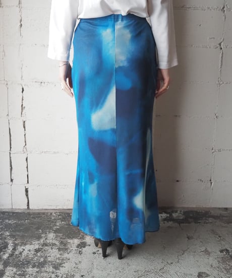 Water Color Print Sheer Mermaid Skirt BL