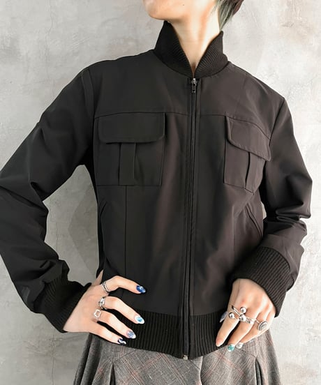 Double Pocket Zipup Jacket BK
