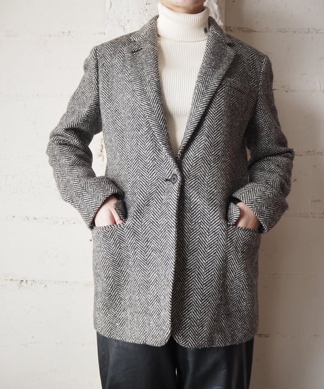 LAUREN Herringbone Tweed Tailored Jacket BKWH