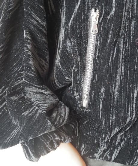 Dolman Sleeve Velour Zipup Jacket BK