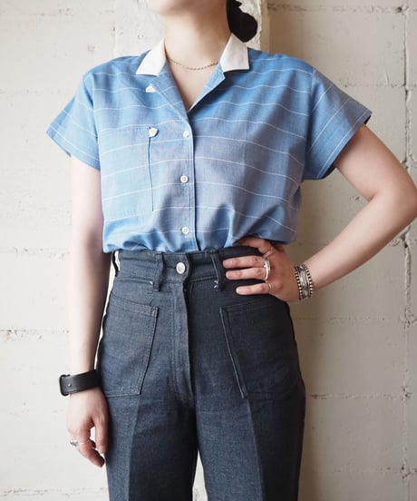 Open Collar StripeShirt BLWH