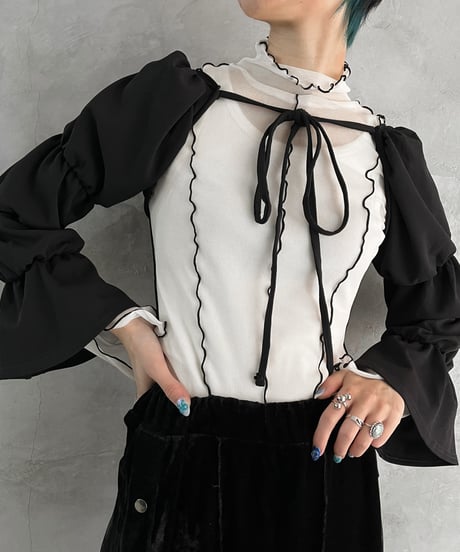 Puff Sleeve Short Tops BK