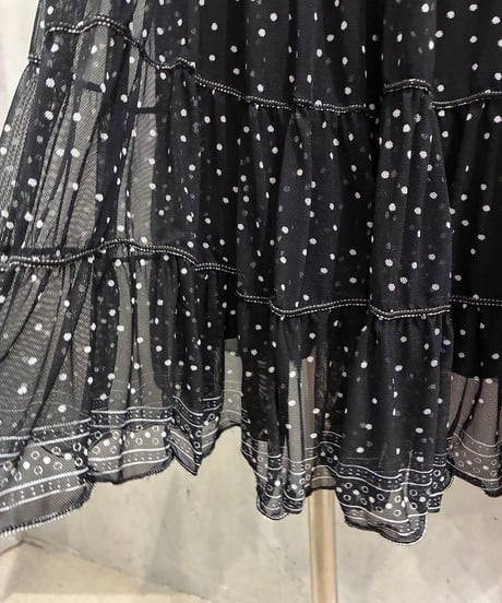 MAX STUDIO Tiered Tulle Dot N/S Dress BK