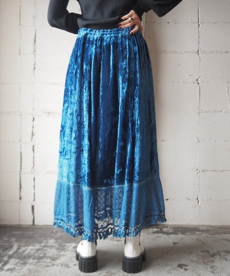 Velvet×Rayon Embroidery Skirt BL