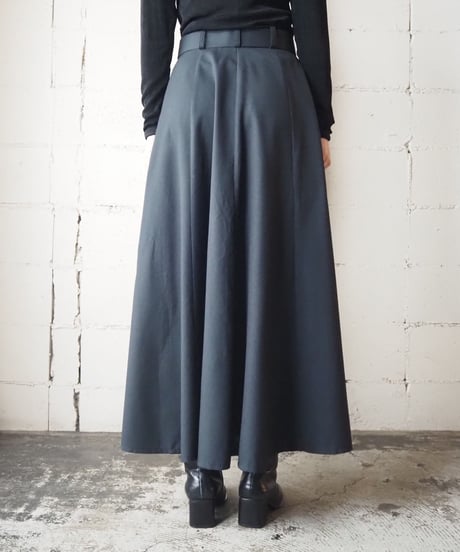 Front Button Flared Skirt BK
