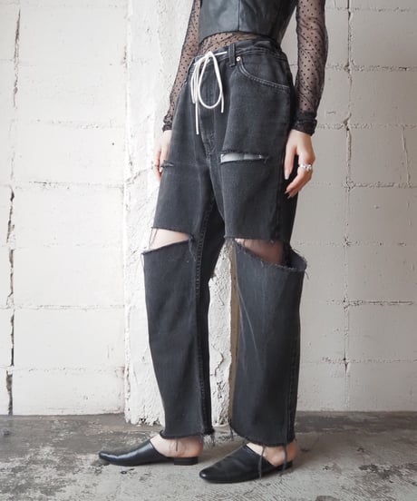 REMAKE Levi's505 Crashed Big Denim BK