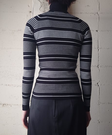 Border Rib Turtle Neck Knit BKWH