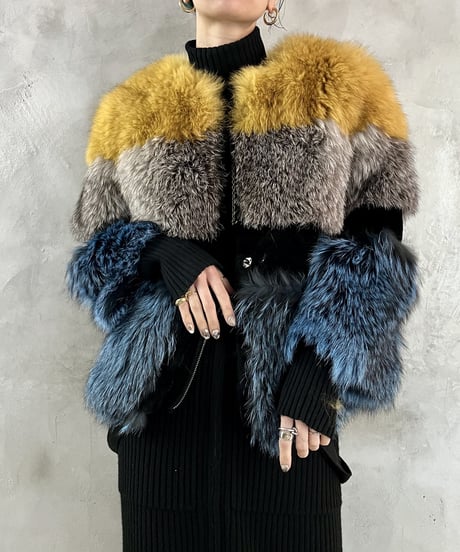 Border Design Fake Fur Coat YEBL