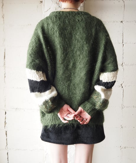 Mohair Mix Panel Patturn Knit KABKWH