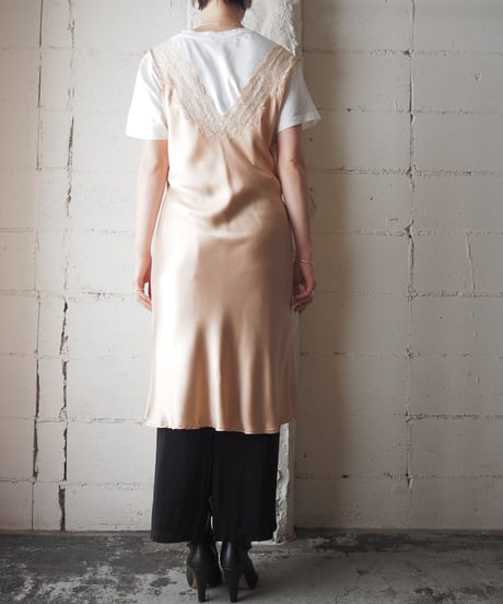 Lace×Satin Sleeveless Dress LPI
