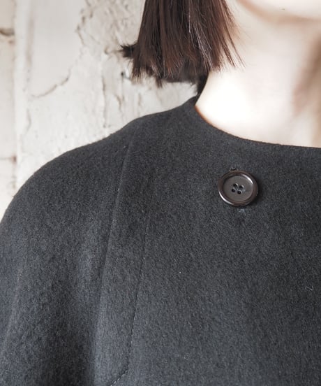 1980's Collarless Long Coat BK