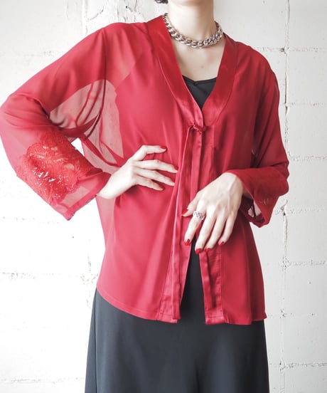 Sheer Satin Lace Blouse RE