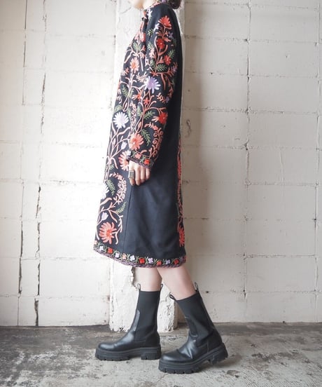 Flower Embroidery Stand Collar Coat BKPIPP