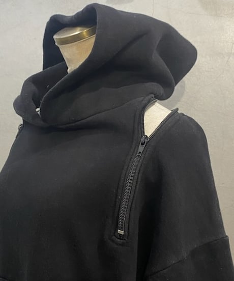 Shoulder Zip Hoodie BK