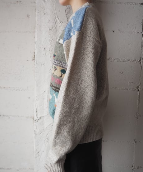 1980's Eddie Bauer Ranch Pattern Knit BE BL GN