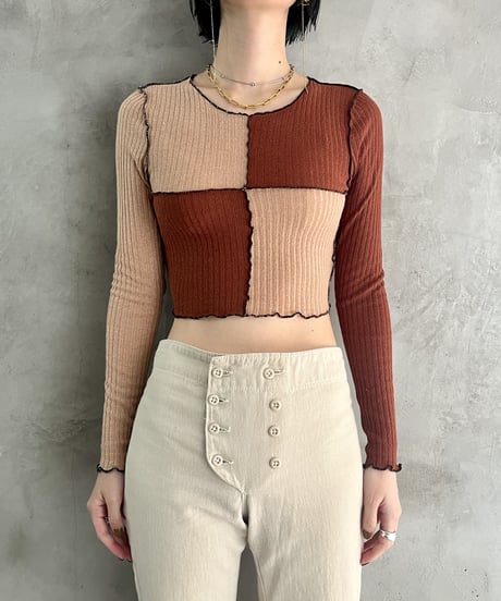 Patch Work Frilled Rib Cut Sew PIBR