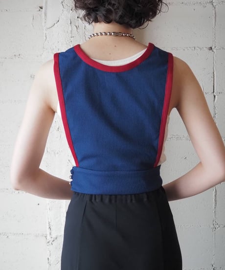 Side Button Bicolor Rib Vest NV BL