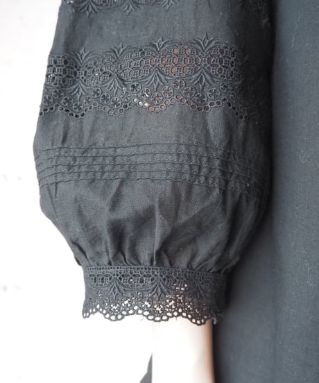 Cotton×Linen Lace Tyrol Blouse BK