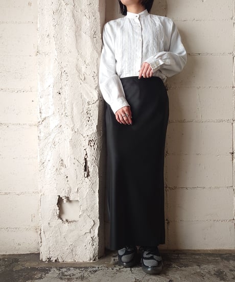 LAUREN Linen Band Collar Shirt WH