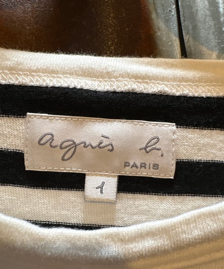 agnes b. Border Long Sleeve Tee BKWH